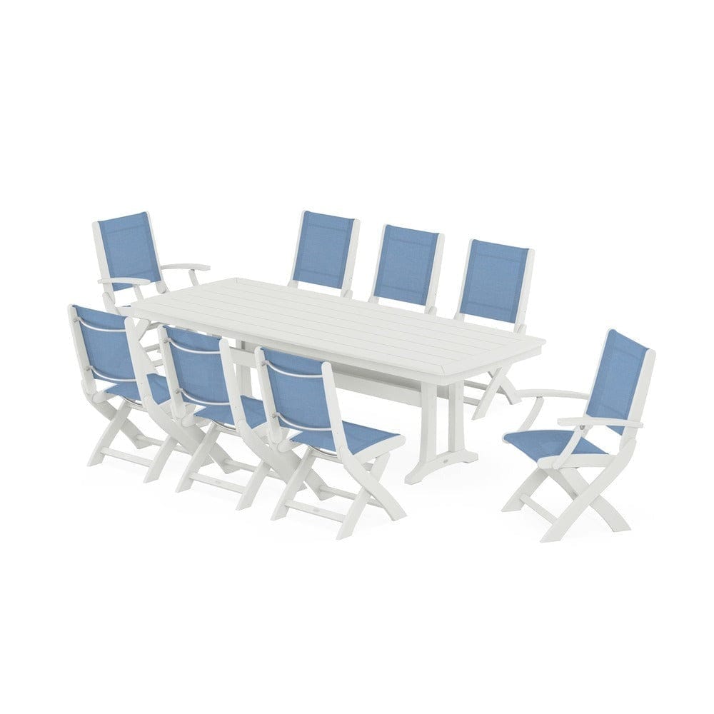 POLYWOOD® - Coastal Folding 9-Piece Dining Set with Trestle Legs - PWS1501 Outdoor Furniture POLYWOOD®