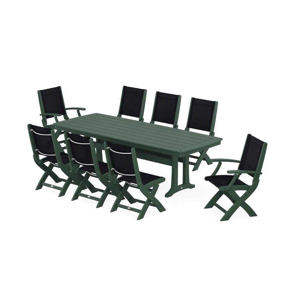 POLYWOOD® - Coastal Folding 9-Piece Dining Set with Trestle Legs - PWS1501 Outdoor Furniture POLYWOOD®