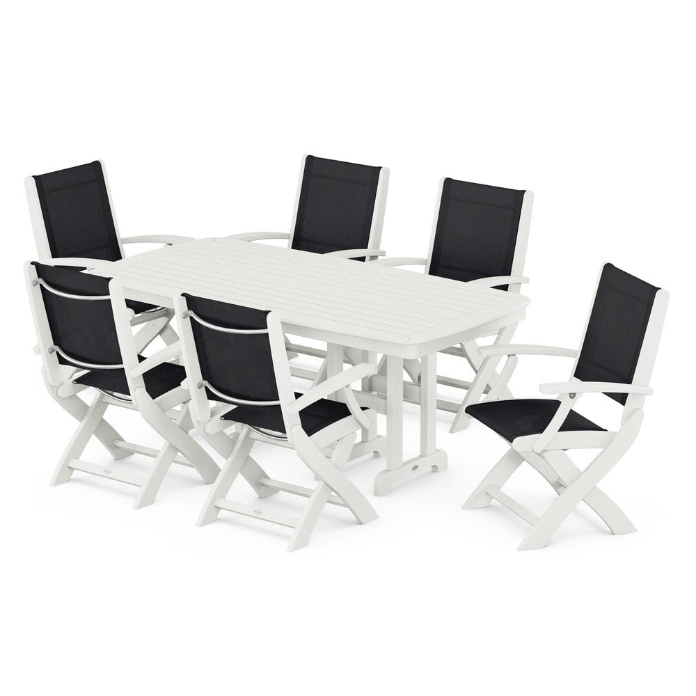 POLYWOOD® - Coastal Folding Arm Chair 7-Piece Dining Set - PWS154-1