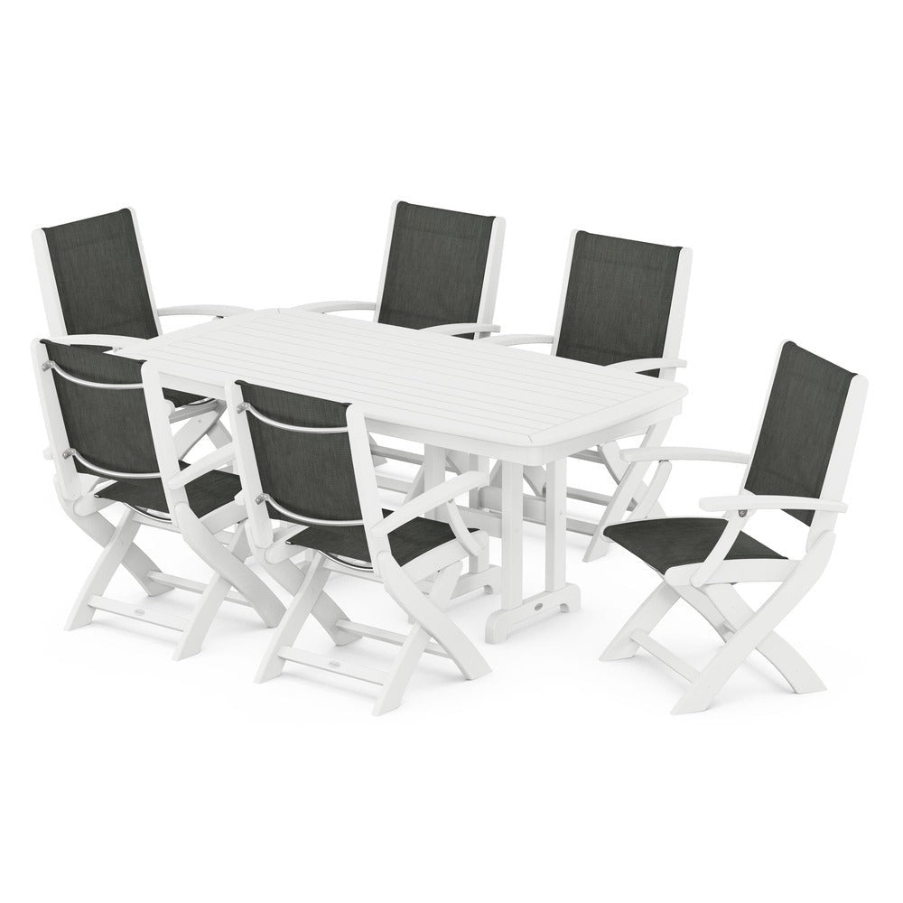 POLYWOOD® - Coastal Folding Arm Chair 7-Piece Dining Set - PWS154-1