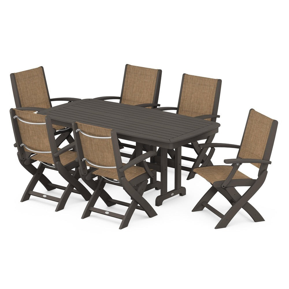 POLYWOOD® - Coastal Folding Arm Chair 7-Piece Dining Set - PWS154-1 Outdoor Furniture POLYWOOD®