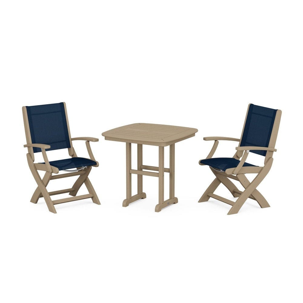 POLYWOOD® Outdoor Furniture POLYWOOD® - Coastal Folding Chair 3-Piece Dining Set - PWS1206