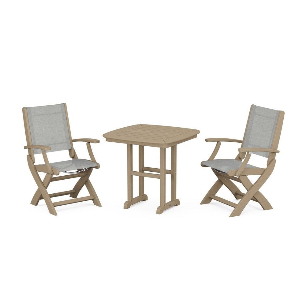 POLYWOOD® Outdoor Furniture POLYWOOD® - Coastal Folding Chair 3-Piece Dining Set - PWS1206