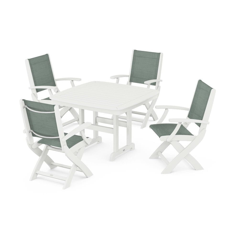 POLYWOOD® Outdoor Furniture POLYWOOD® - Coastal Folding Chair 5-Piece Dining Set - PWS915