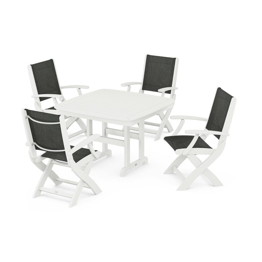 POLYWOOD® Outdoor Furniture POLYWOOD® - Coastal Folding Chair 5-Piece Dining Set - PWS915