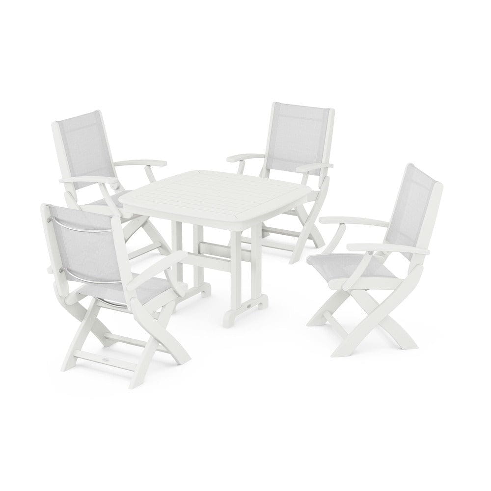 POLYWOOD® Outdoor Furniture POLYWOOD® - Coastal Folding Chair 5-Piece Dining Set - PWS1237
