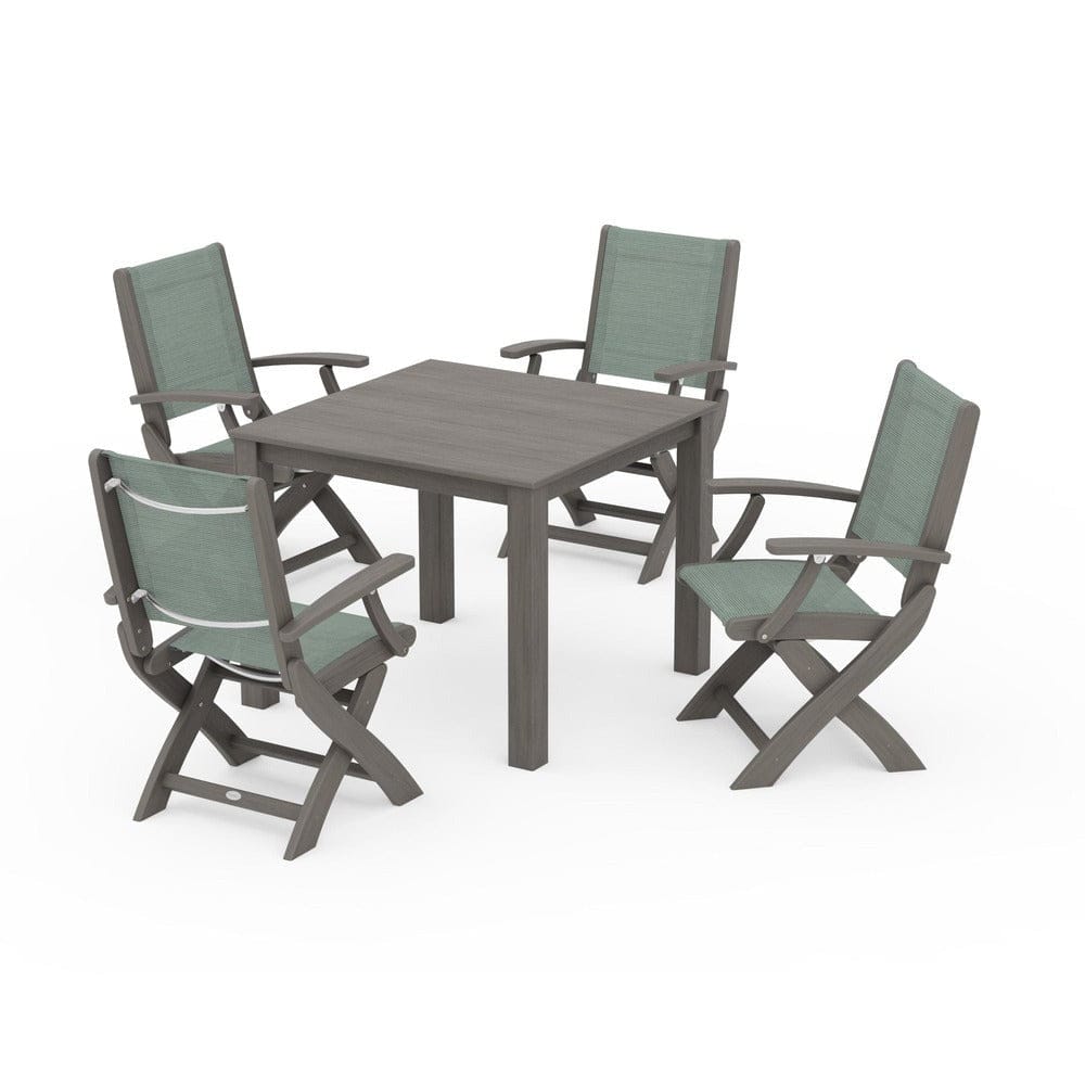 POLYWOOD® Outdoor Furniture POLYWOOD® - Coastal Folding Chair 5-Piece Parsons Dining Set - PWS2274