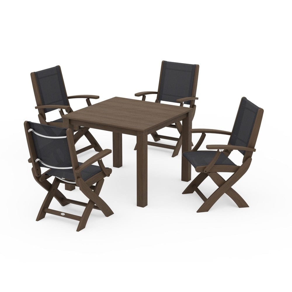POLYWOOD® Outdoor Furniture POLYWOOD® - Coastal Folding Chair 5-Piece Parsons Dining Set - PWS2274