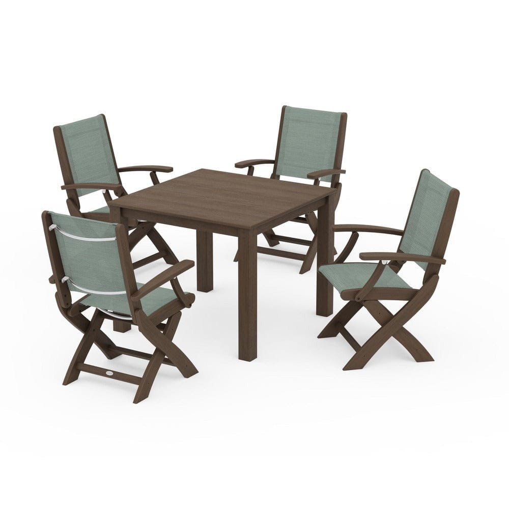 POLYWOOD® Outdoor Furniture POLYWOOD® - Coastal Folding Chair 5-Piece Parsons Dining Set - PWS2274