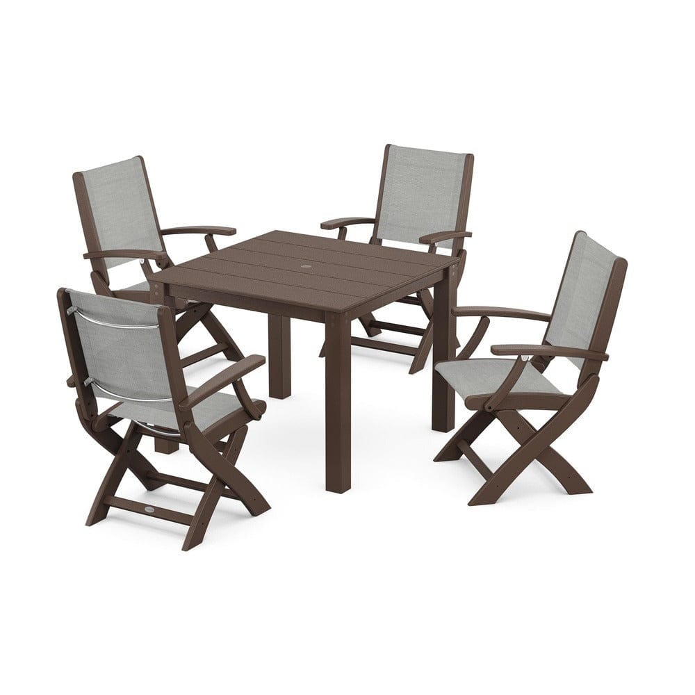 POLYWOOD® - Coastal Folding Chair 5-Piece Parsons Dining Set - PWS2274 Outdoor Furniture POLYWOOD®