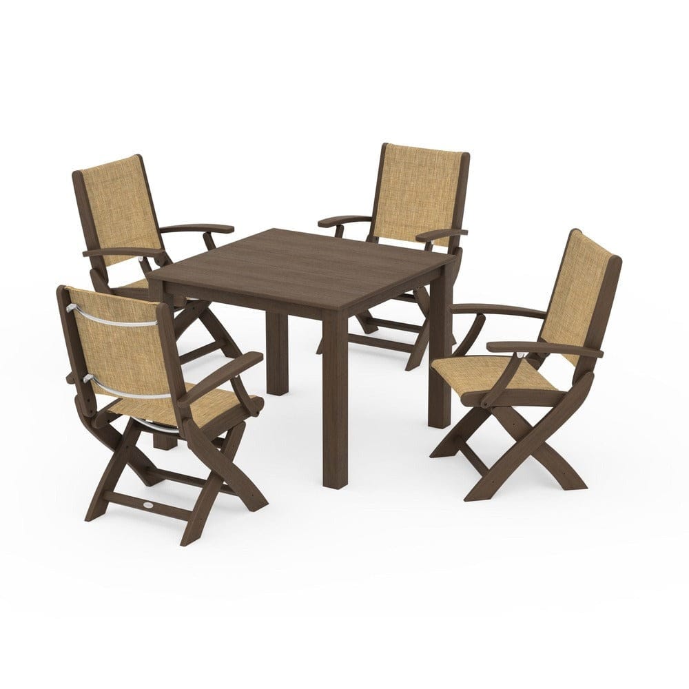 POLYWOOD® Outdoor Furniture POLYWOOD® - Coastal Folding Chair 5-Piece Parsons Dining Set - PWS2274