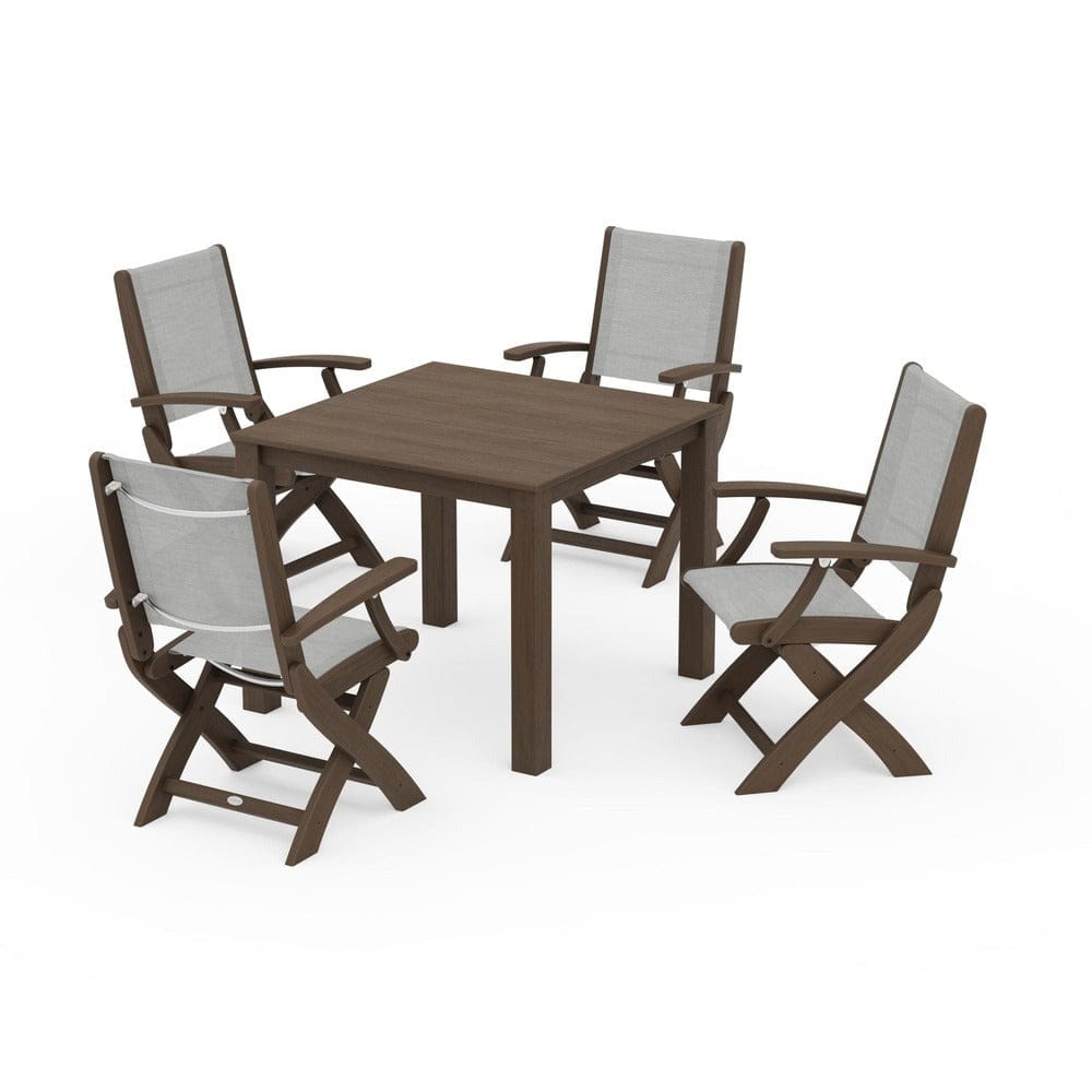 POLYWOOD® Outdoor Furniture POLYWOOD® - Coastal Folding Chair 5-Piece Parsons Dining Set - PWS2274