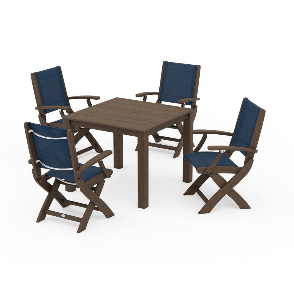 POLYWOOD® Outdoor Furniture POLYWOOD® - Coastal Folding Chair 5-Piece Parsons Dining Set - PWS2274