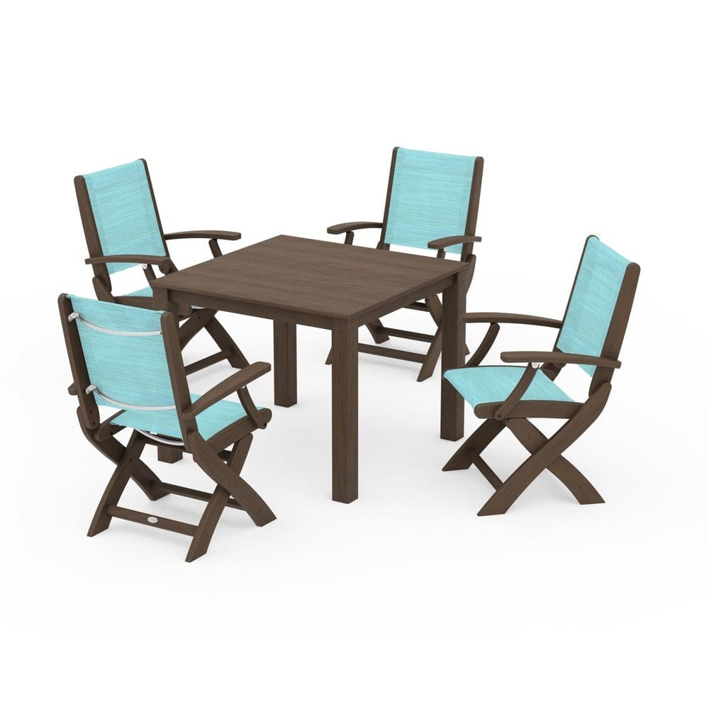 POLYWOOD® Outdoor Furniture POLYWOOD® - Coastal Folding Chair 5-Piece Parsons Dining Set - PWS2274