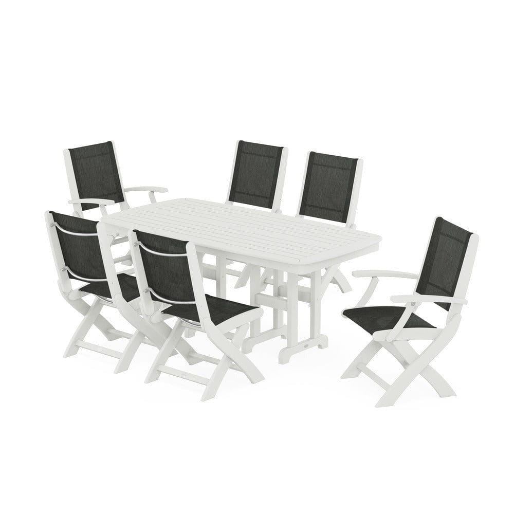 POLYWOOD® Outdoor Furniture POLYWOOD® - Coastal Folding Chair 7-Piece Dining Set - PWS1264