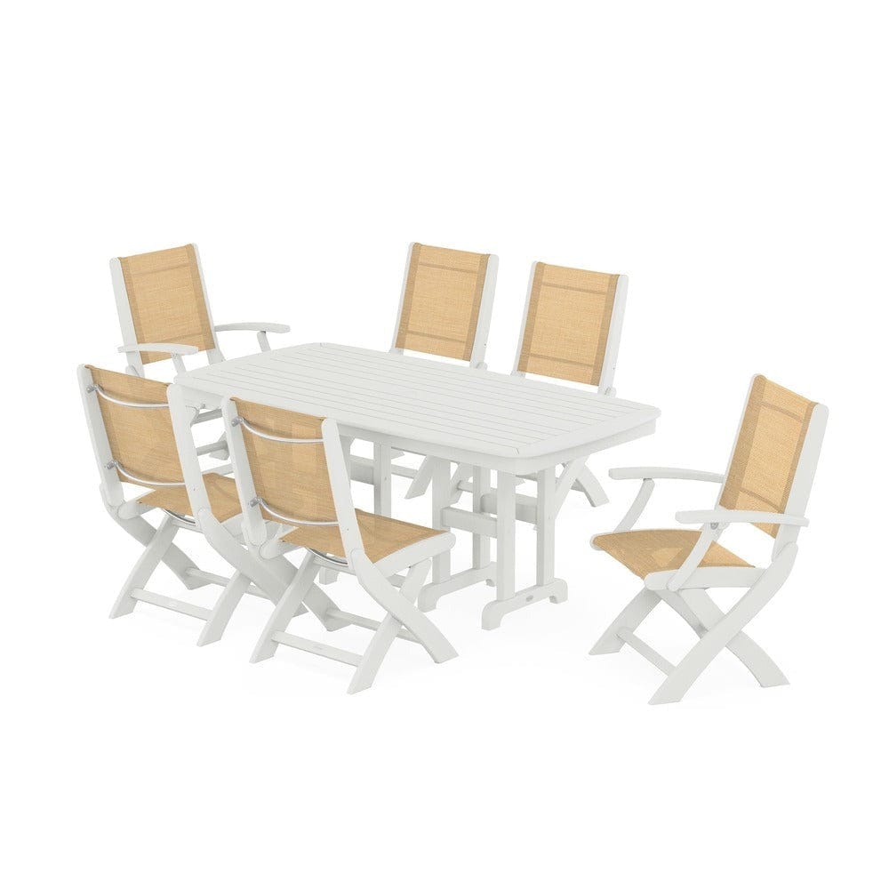 POLYWOOD® Outdoor Furniture POLYWOOD® - Coastal Folding Chair 7-Piece Dining Set - PWS1264