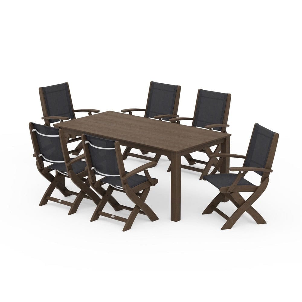 POLYWOOD® Outdoor Furniture POLYWOOD® - Coastal Folding Chair 7-Piece Parsons Dining Set - PWS2271