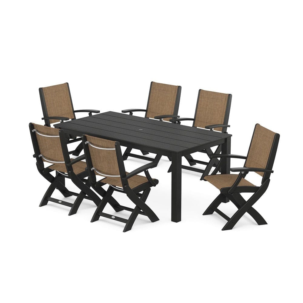 POLYWOOD® - Coastal Folding Chair 7-Piece Parsons Dining Set - PWS2271 Outdoor Furniture POLYWOOD®