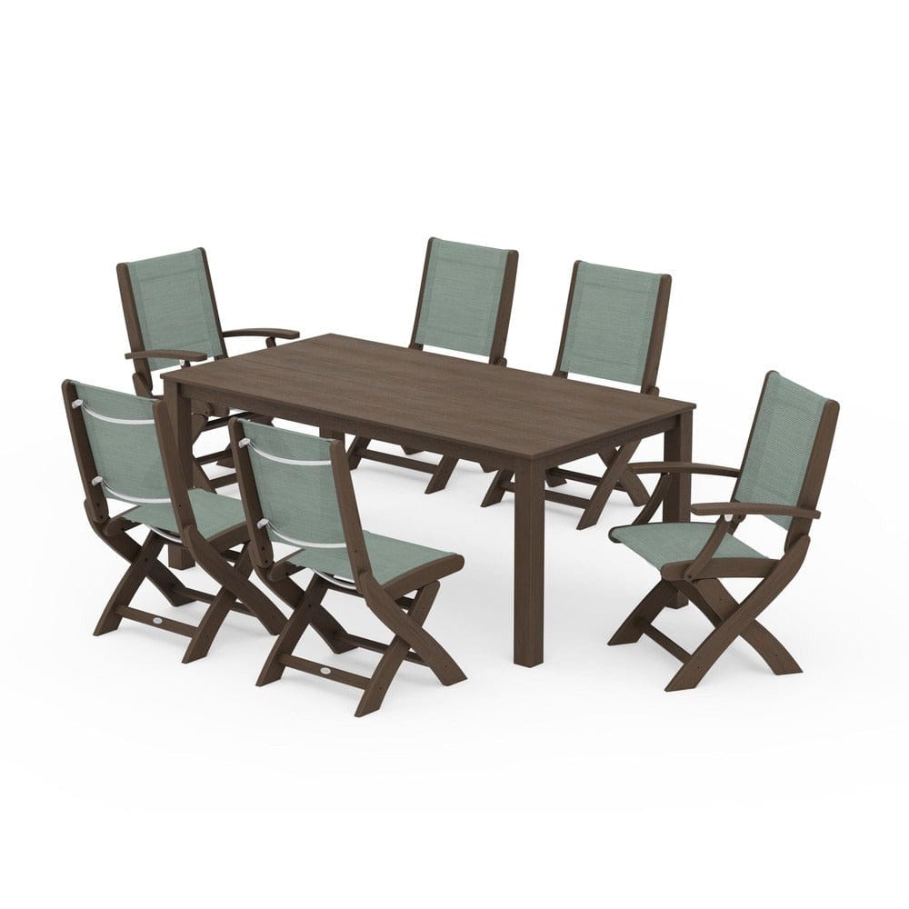 POLYWOOD® Outdoor Furniture POLYWOOD® - Coastal Folding Chair 7-Piece Parsons Dining Set - PWS2270