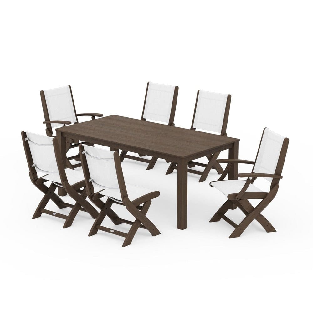 POLYWOOD® Outdoor Furniture POLYWOOD® - Coastal Folding Chair 7-Piece Parsons Dining Set - PWS2270
