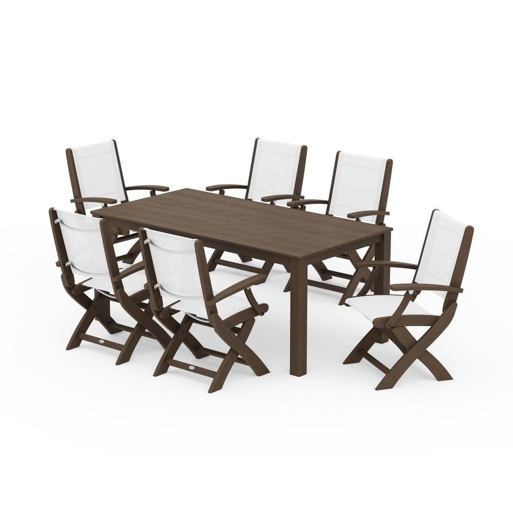 POLYWOOD® Outdoor Furniture POLYWOOD® - Coastal Folding Chair 7-Piece Parsons Dining Set - PWS2271