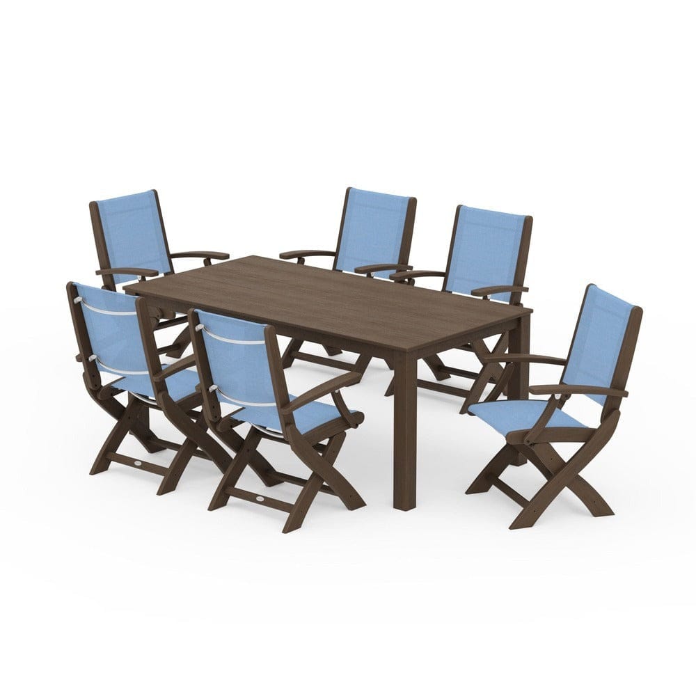 POLYWOOD® Outdoor Furniture POLYWOOD® - Coastal Folding Chair 7-Piece Parsons Dining Set - PWS2271