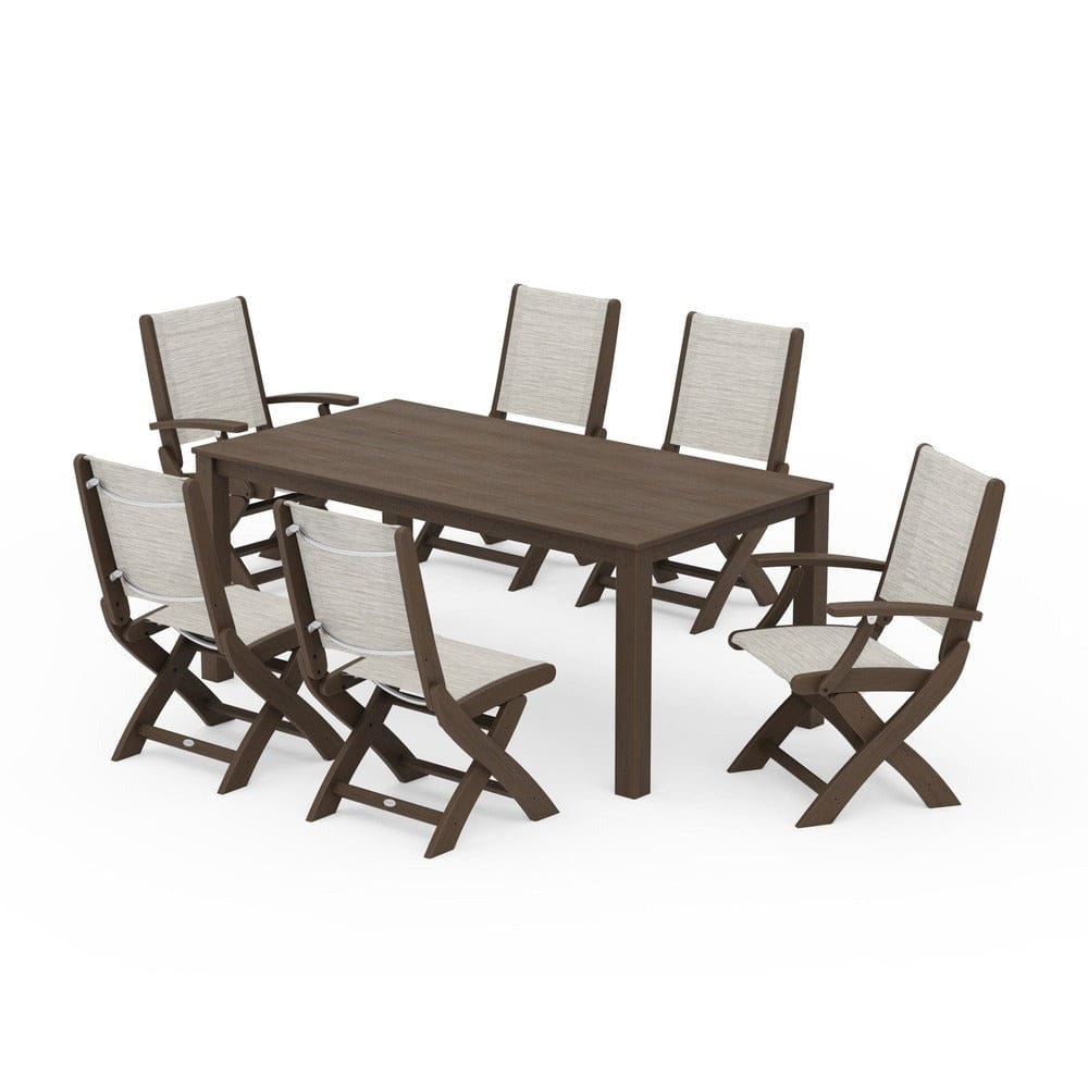 POLYWOOD® Outdoor Furniture POLYWOOD® - Coastal Folding Chair 7-Piece Parsons Dining Set - PWS2270