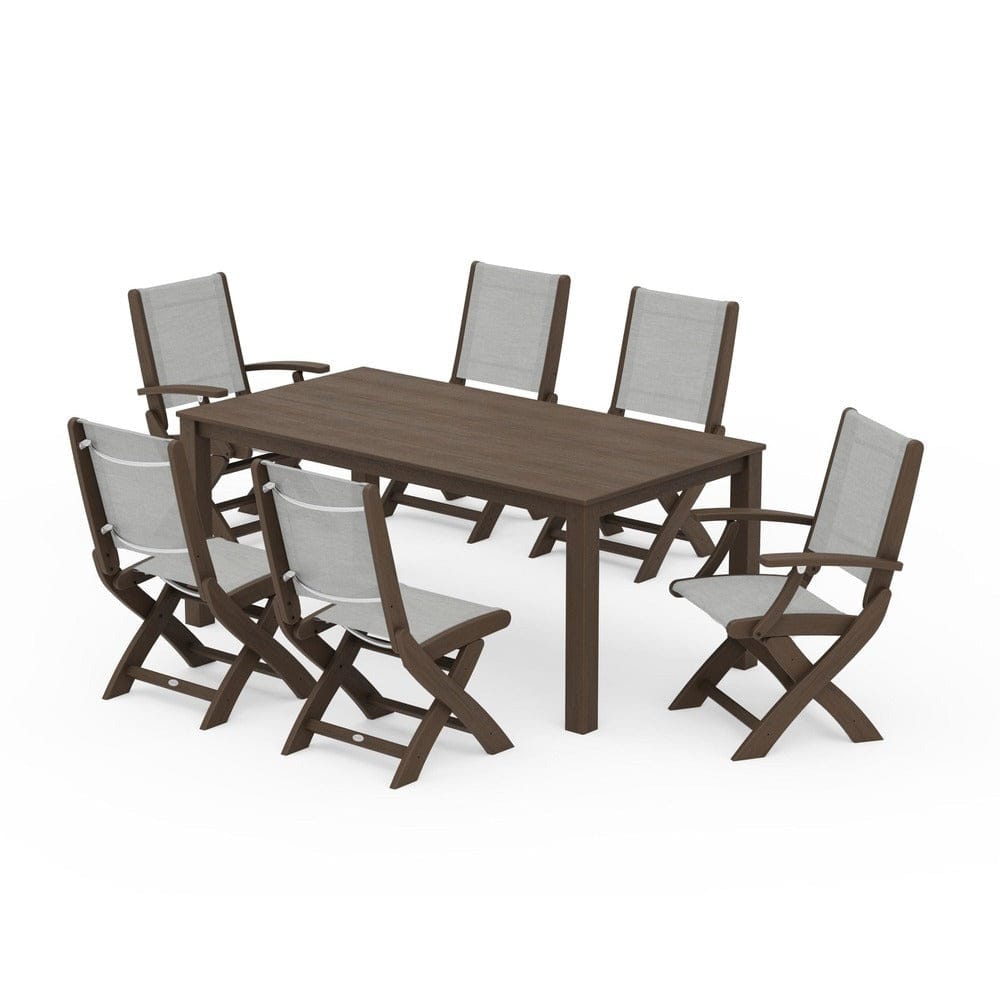 POLYWOOD® Outdoor Furniture POLYWOOD® - Coastal Folding Chair 7-Piece Parsons Dining Set - PWS2270