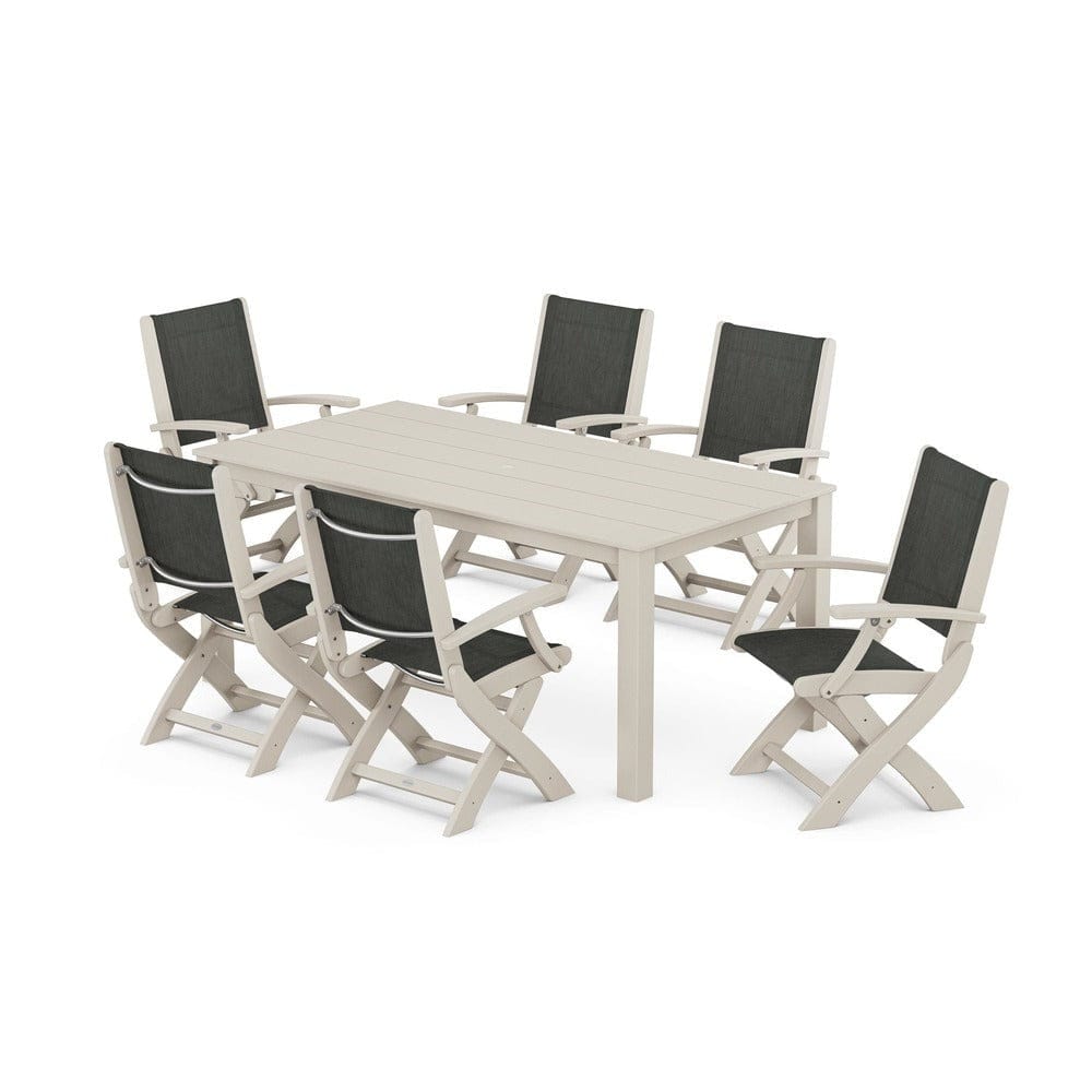 POLYWOOD® - Coastal Folding Chair 7-Piece Parsons Dining Set - PWS2271 Outdoor Furniture POLYWOOD®