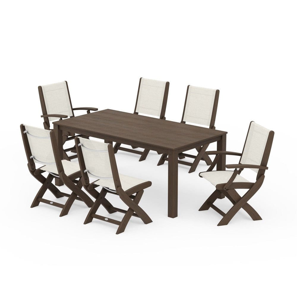 POLYWOOD® Outdoor Furniture POLYWOOD® - Coastal Folding Chair 7-Piece Parsons Dining Set - PWS2270