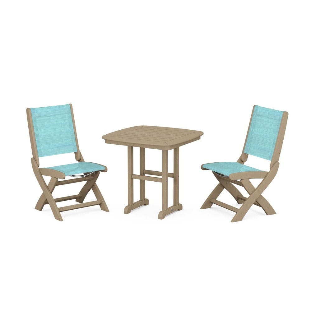 POLYWOOD® Outdoor Furniture POLYWOOD® - Coastal Folding Side Chair 3-Piece Dining Set - PWS1207