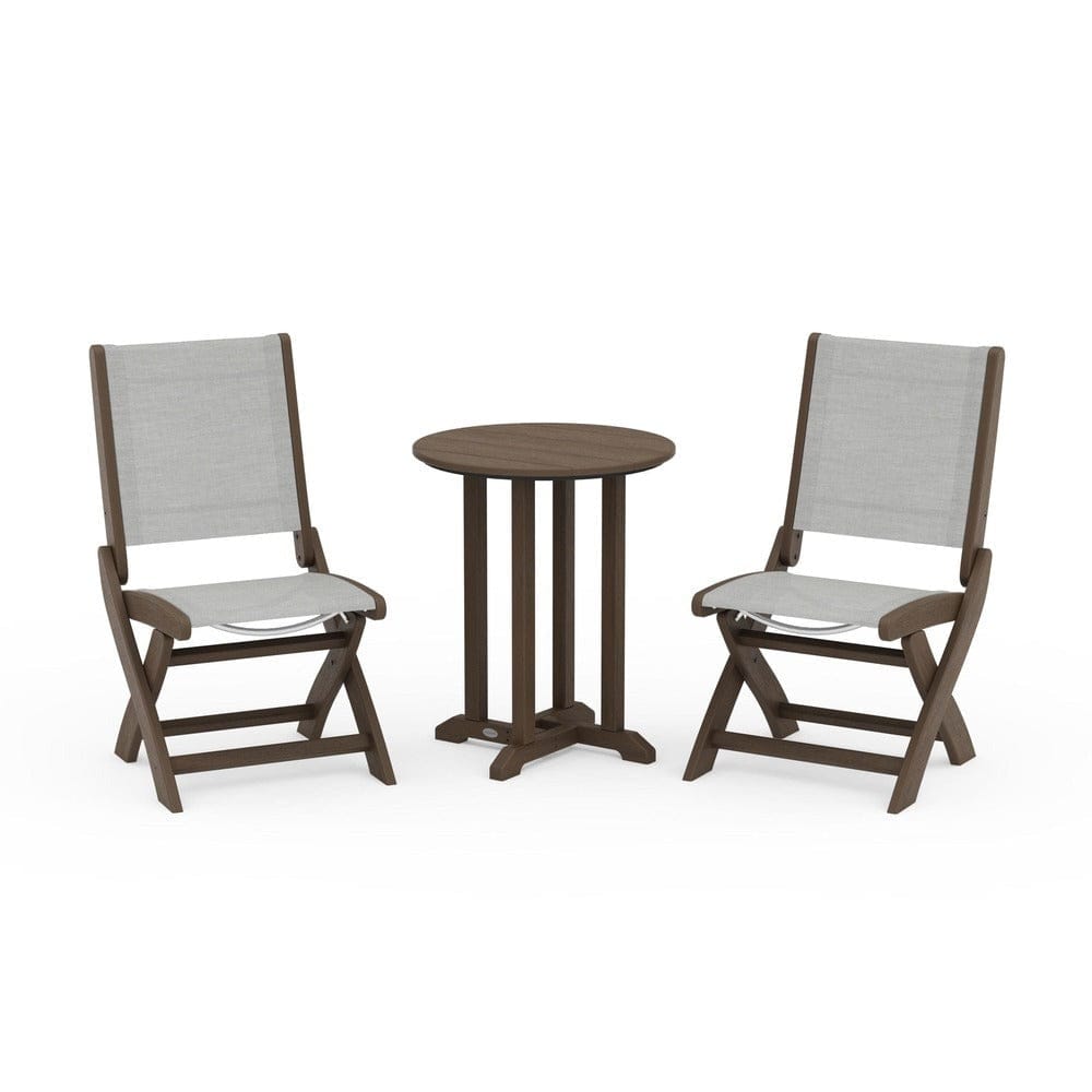 POLYWOOD® Outdoor Furniture POLYWOOD® - Coastal Folding Side Chair 3-Piece Round Bistro Dining Set - PWS1296