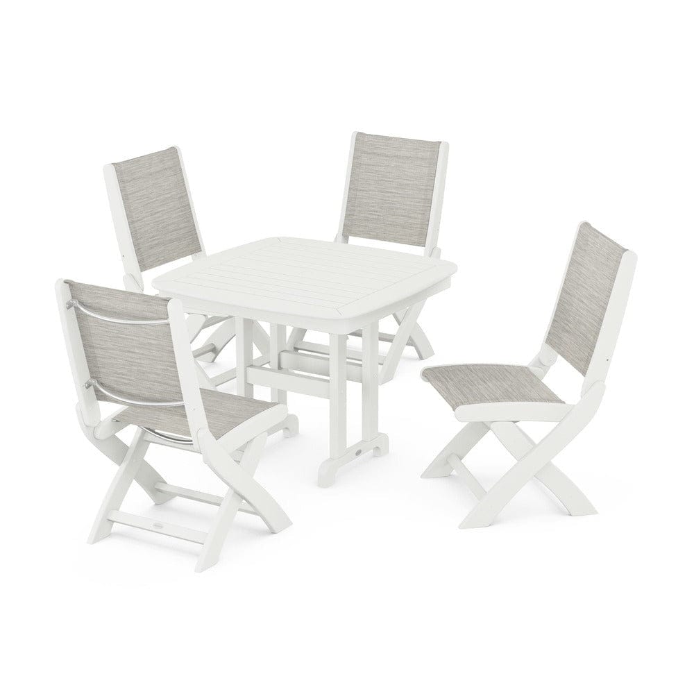 POLYWOOD® Outdoor Furniture POLYWOOD® - Coastal Folding Side Chair 5-Piece Dining Set - PWS1238