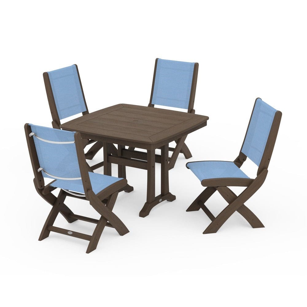 POLYWOOD® Outdoor Furniture POLYWOOD® - Coastal Folding Side Chair 5-Piece Dining Set with Trestle Legs - PWS968