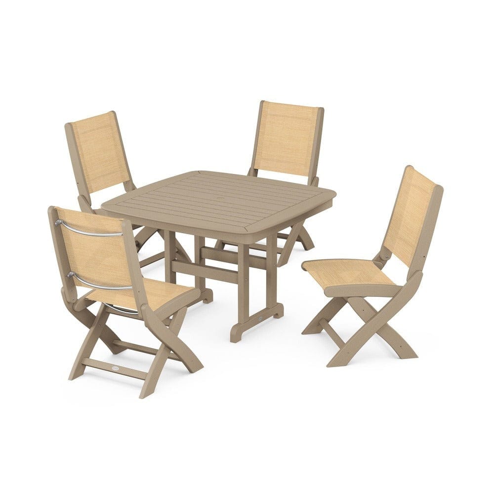 POLYWOOD® Outdoor Furniture POLYWOOD® - Coastal Folding Side Chair 5-Piece Dining Set - PWS916
