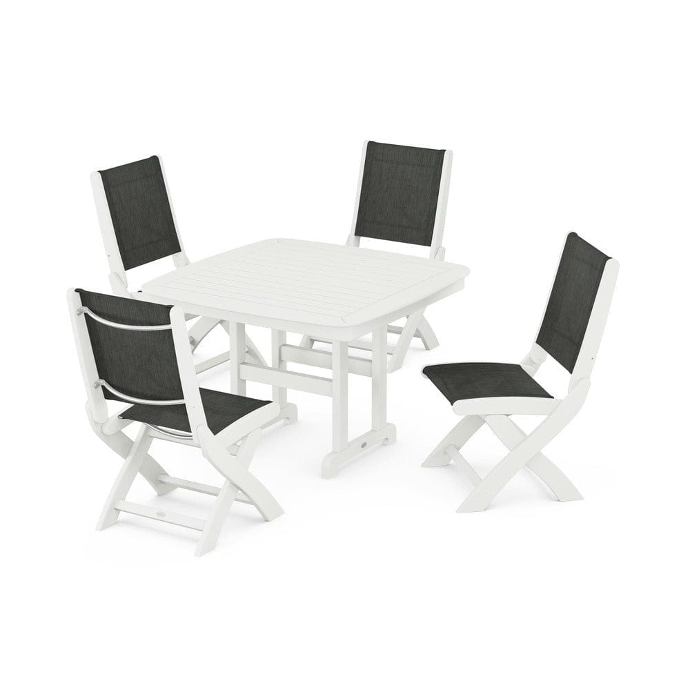 POLYWOOD® - Coastal Folding Side Chair 5-Piece Dining Set - PWS916 Outdoor Furniture POLYWOOD®