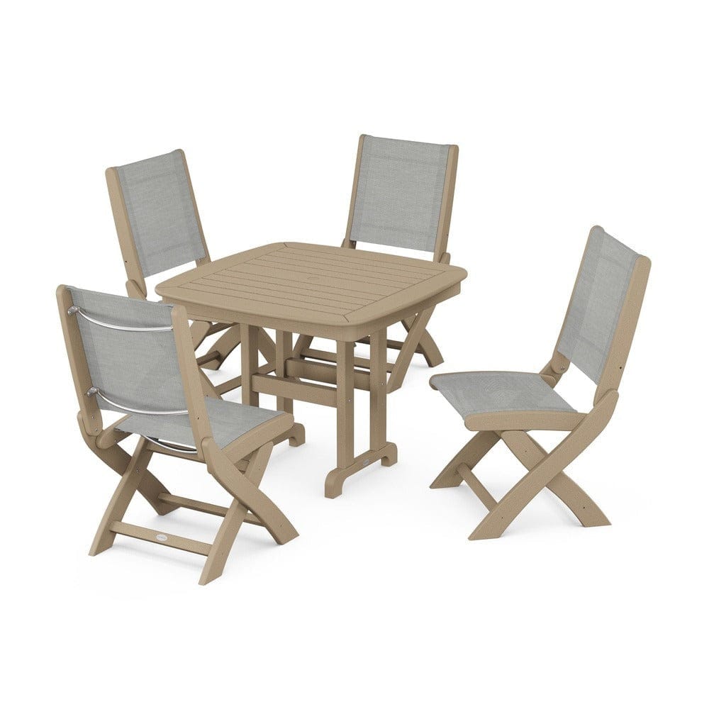 POLYWOOD® Outdoor Furniture POLYWOOD® - Coastal Folding Side Chair 5-Piece Dining Set - PWS1238