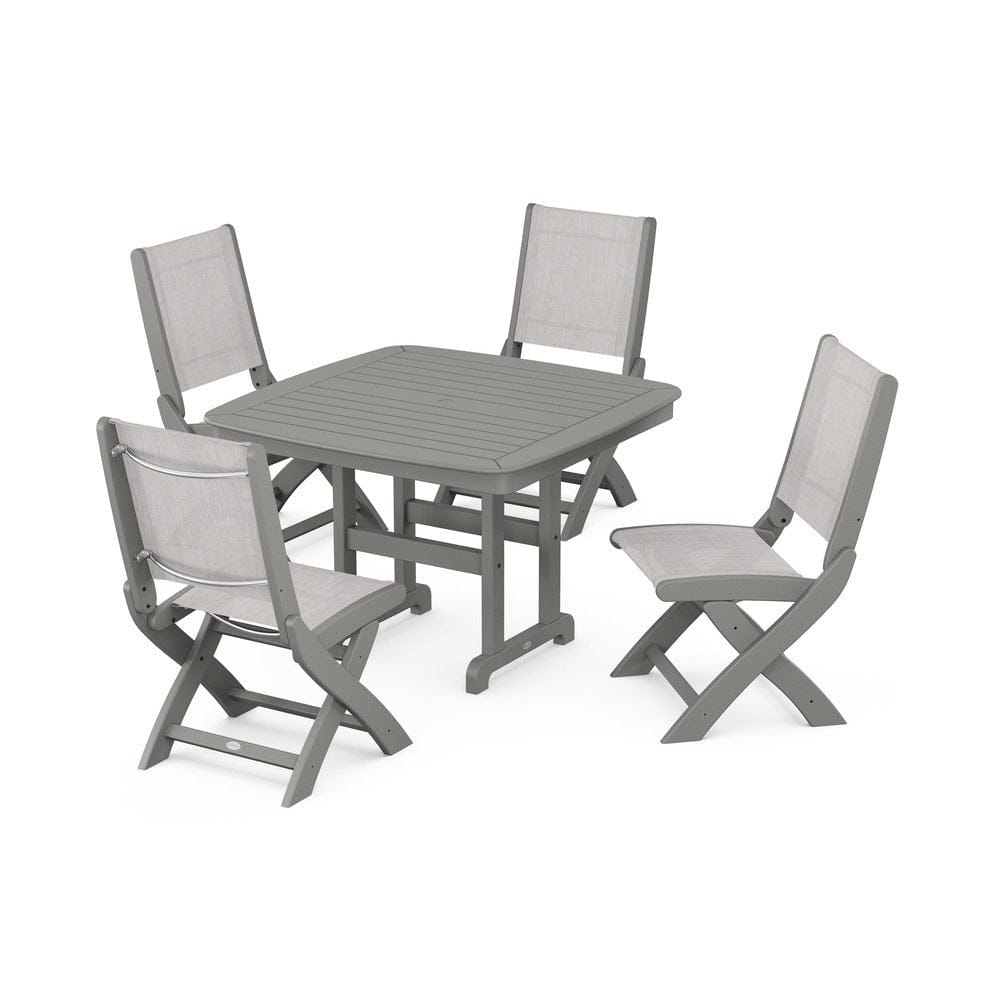 POLYWOOD® - Coastal Folding Side Chair 5-Piece Dining Set - PWS916 Outdoor Furniture POLYWOOD®