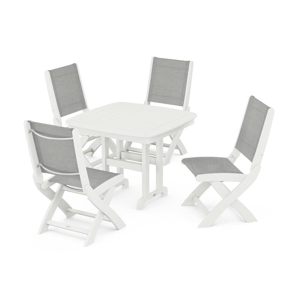 POLYWOOD® Outdoor Furniture POLYWOOD® - Coastal Folding Side Chair 5-Piece Dining Set - PWS1238