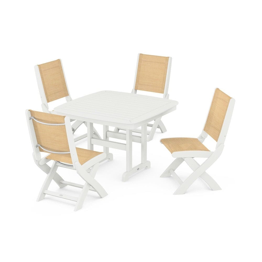 POLYWOOD® Outdoor Furniture POLYWOOD® - Coastal Folding Side Chair 5-Piece Dining Set - PWS916