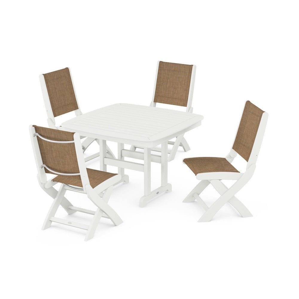 POLYWOOD® Outdoor Furniture POLYWOOD® - Coastal Folding Side Chair 5-Piece Dining Set - PWS916