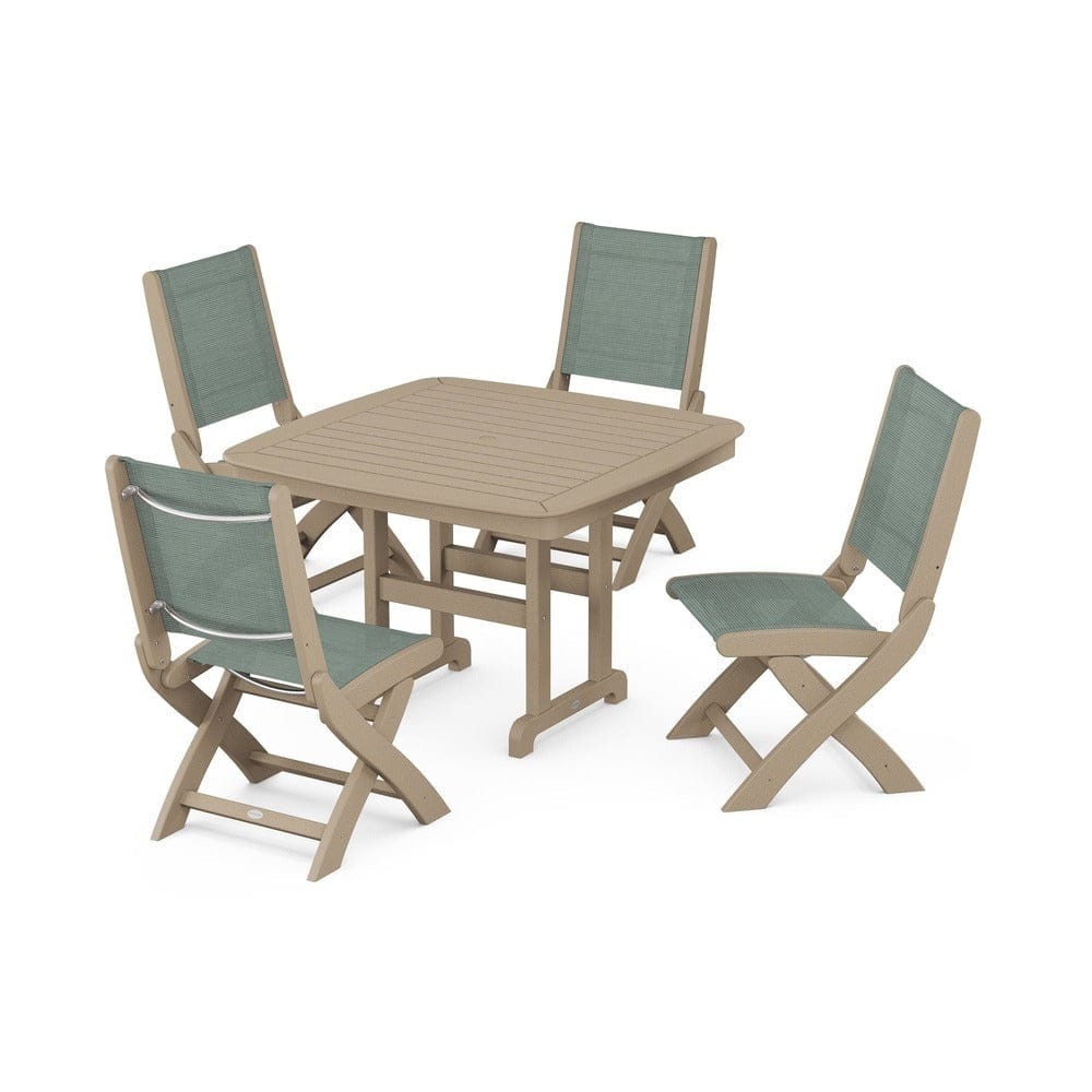 POLYWOOD® Outdoor Furniture POLYWOOD® - Coastal Folding Side Chair 5-Piece Dining Set - PWS916