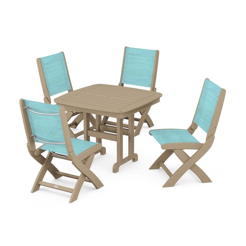 POLYWOOD® Outdoor Furniture POLYWOOD® - Coastal Folding Side Chair 5-Piece Dining Set - PWS1238