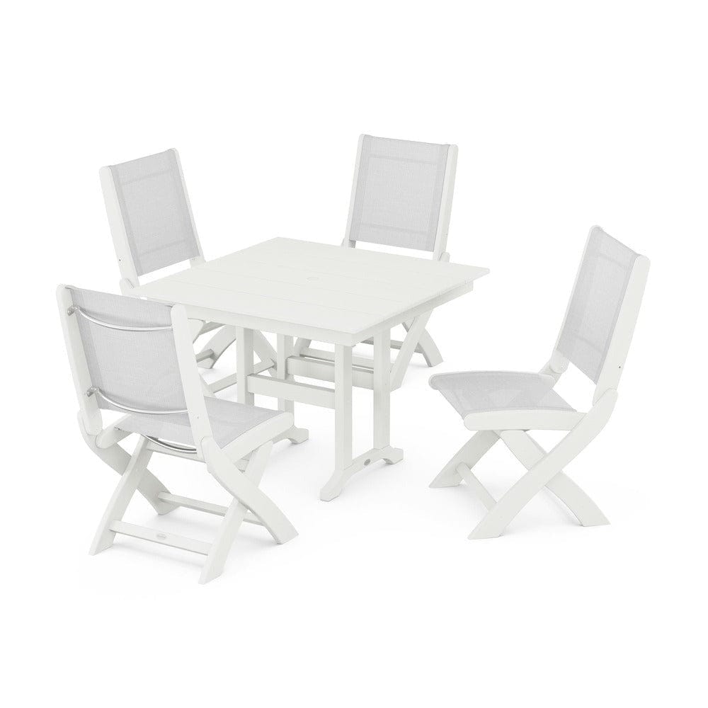 POLYWOOD® Outdoor Furniture POLYWOOD® - Coastal Folding Side Chair 5-Piece Farmhouse Dining Set - PWS1143
