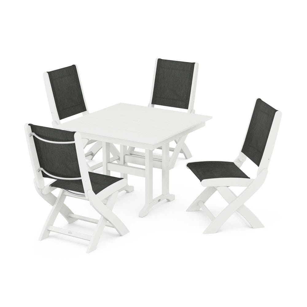 POLYWOOD® Outdoor Furniture POLYWOOD® - Coastal Folding Side Chair 5-Piece Farmhouse Dining Set - PWS1143