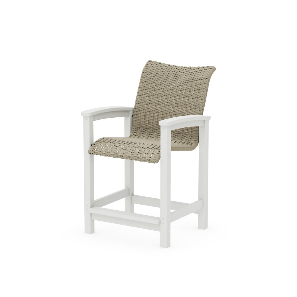 POLYWOOD Coastal Woven Counter Chair - Vintage White