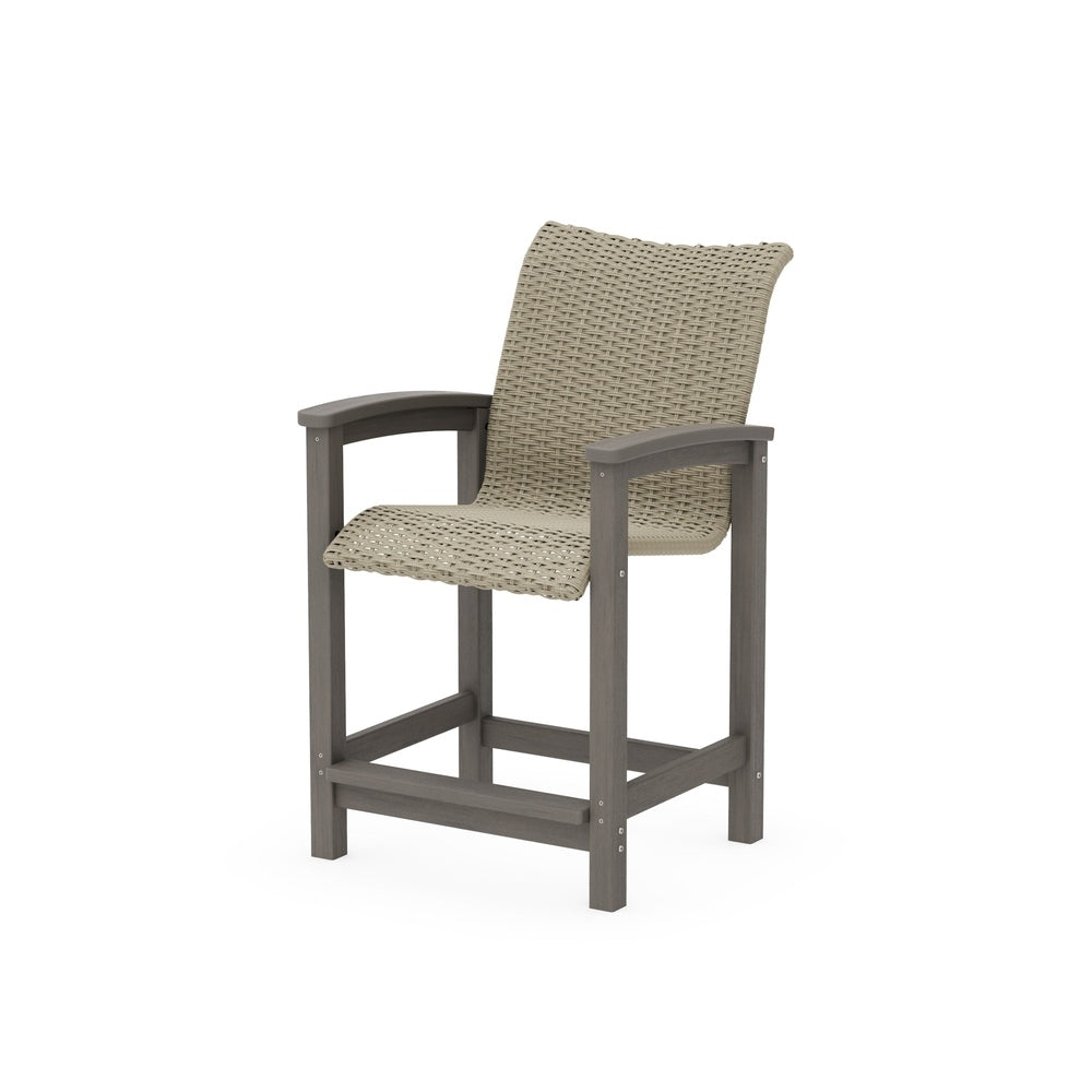POLYWOOD Coastal Woven Counter Chair - Select Driftwood