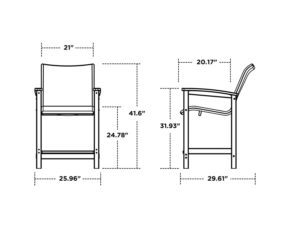 POLYWOOD Coastal Woven Counter Chair - Dimensions