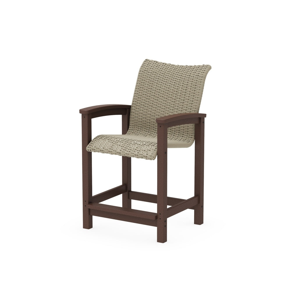 POLYWOOD Coastal Woven Counter Chair - Mahogany