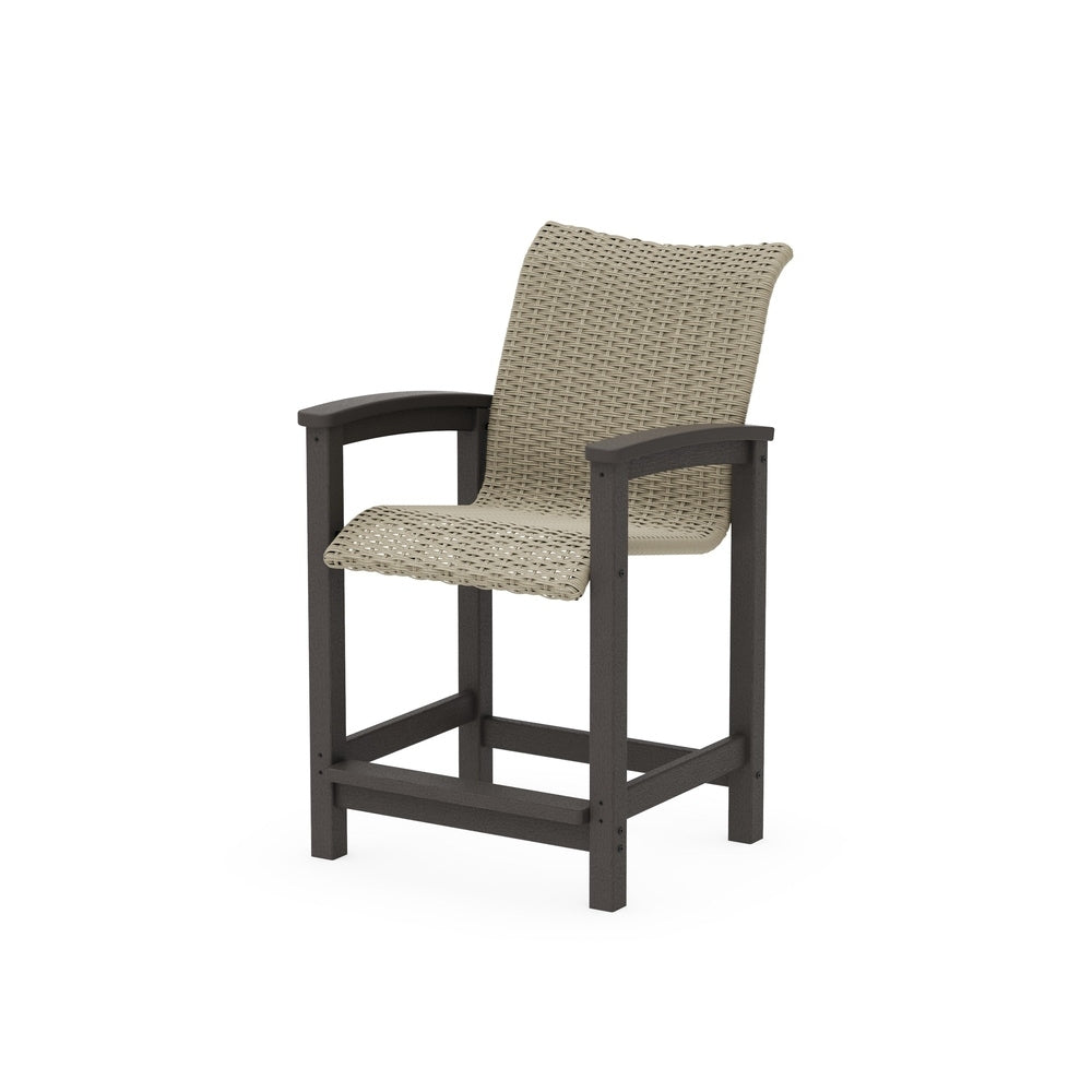 POLYWOOD Coastal Woven Counter Chair - Vintage Coffee